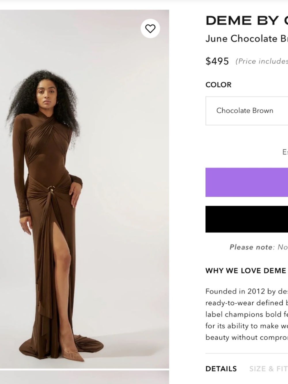 Deme by Gabriella - June Gown in Chocolate Brown - Picture 4 of 4